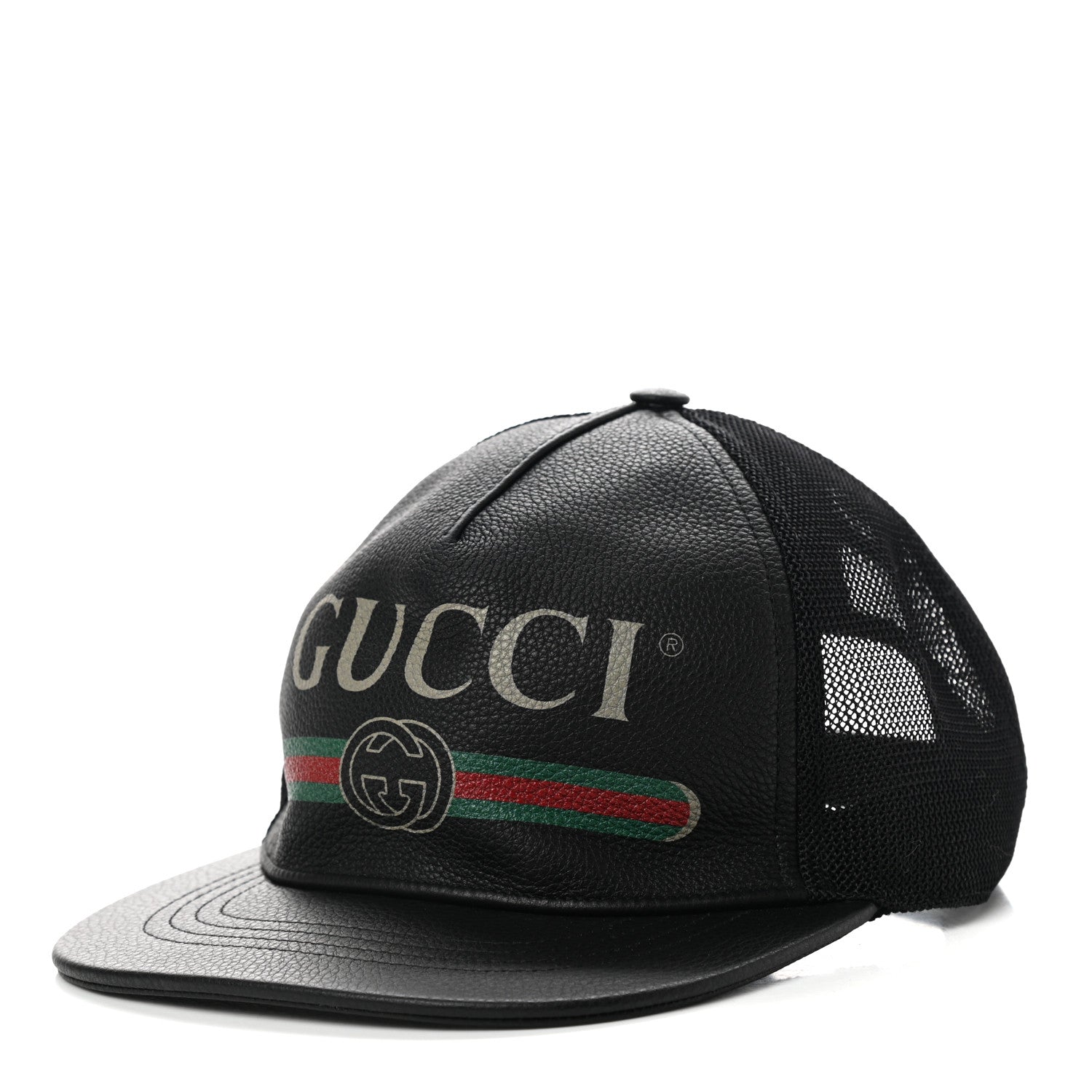 Gucci Grained Calfskin Logo Baseball Hat L Black 1 of 9