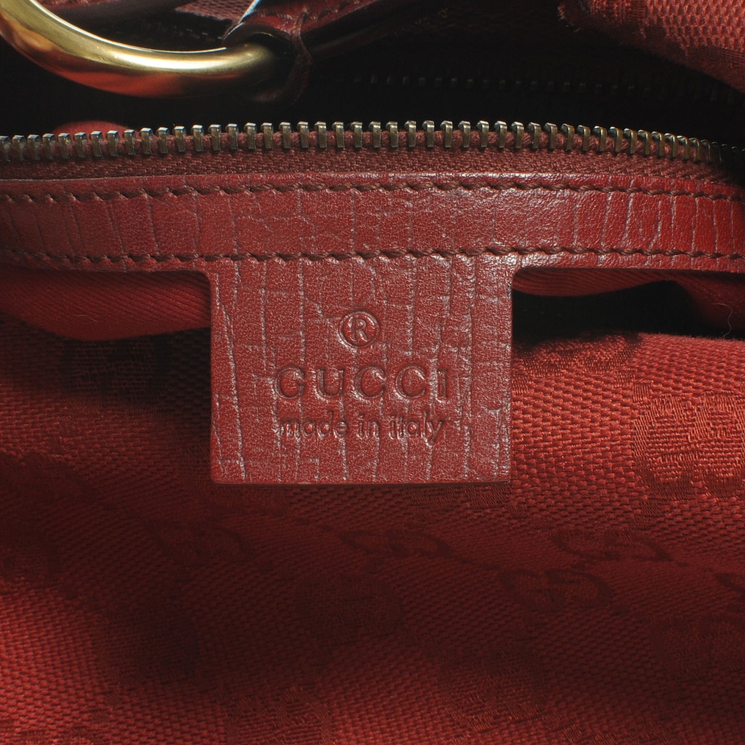 Gucci Monogram Medium Horsebit Chain Hobo Red 6 of 7