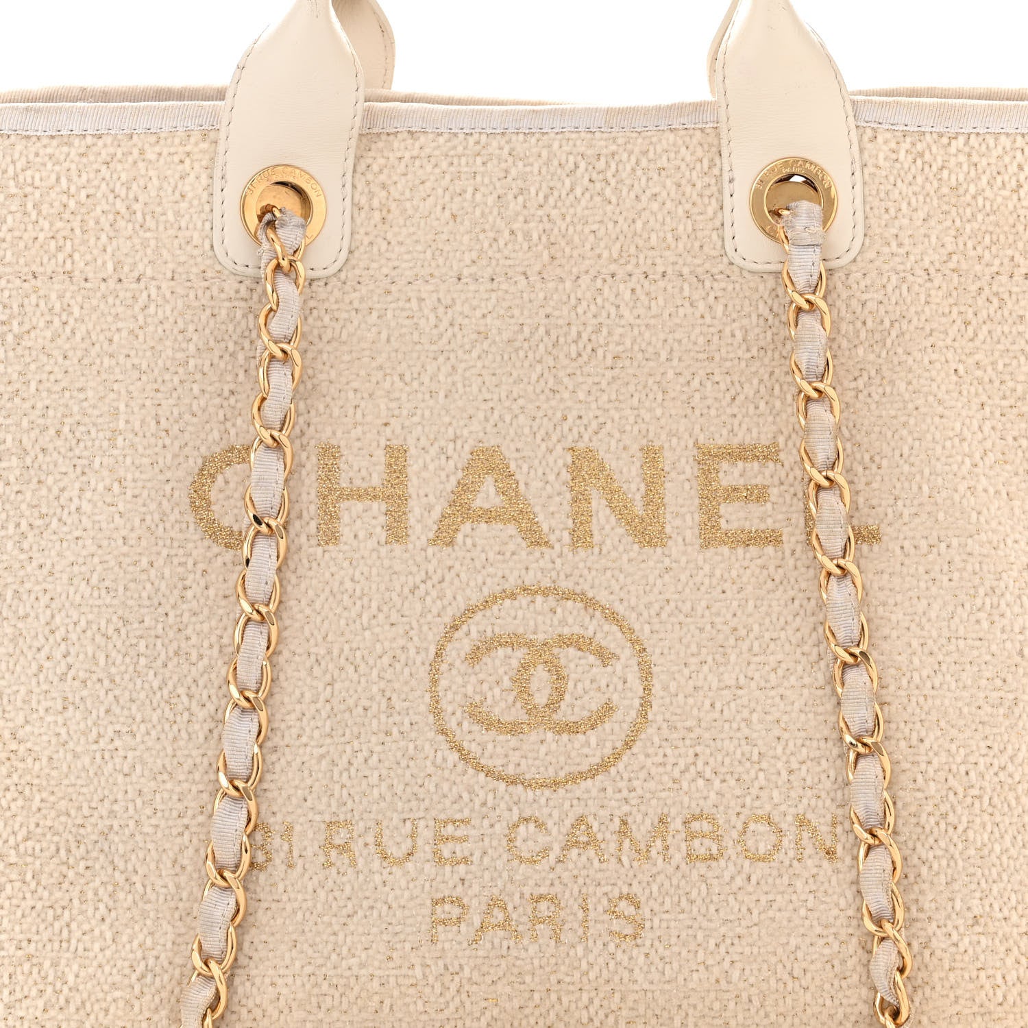 Chanel Mixed Fibers Calfskin Medium Deauville Tote Light Beige 8 of 11