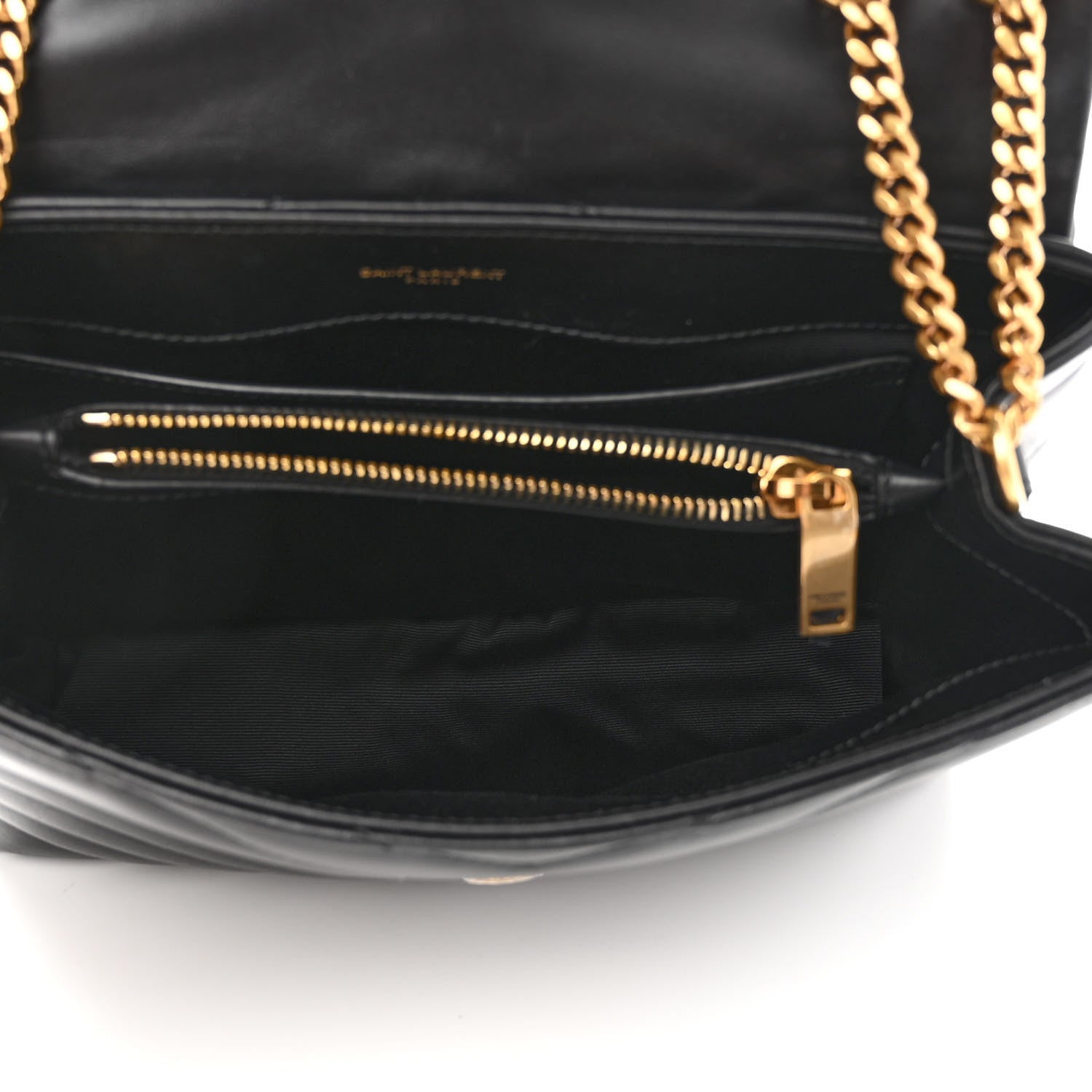 Saint Laurent Calfskin Y Quilted Monogram Small Loulou Chain Satchel Black 5 of 11