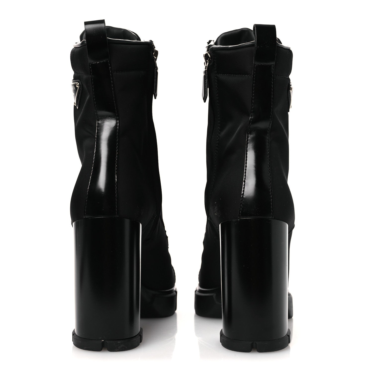Prada Vitello Montana Re-Nylon Metal Triangle Logo 110mm Ankle Boots 39 Black 6 of 13
