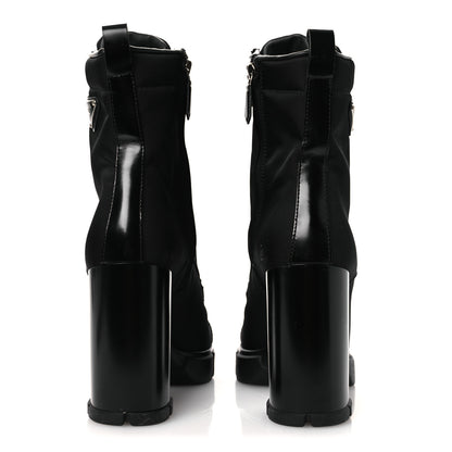 Prada Vitello Montana Re-Nylon Metal Triangle Logo 110mm Ankle Boots 39 Black 6 of 13