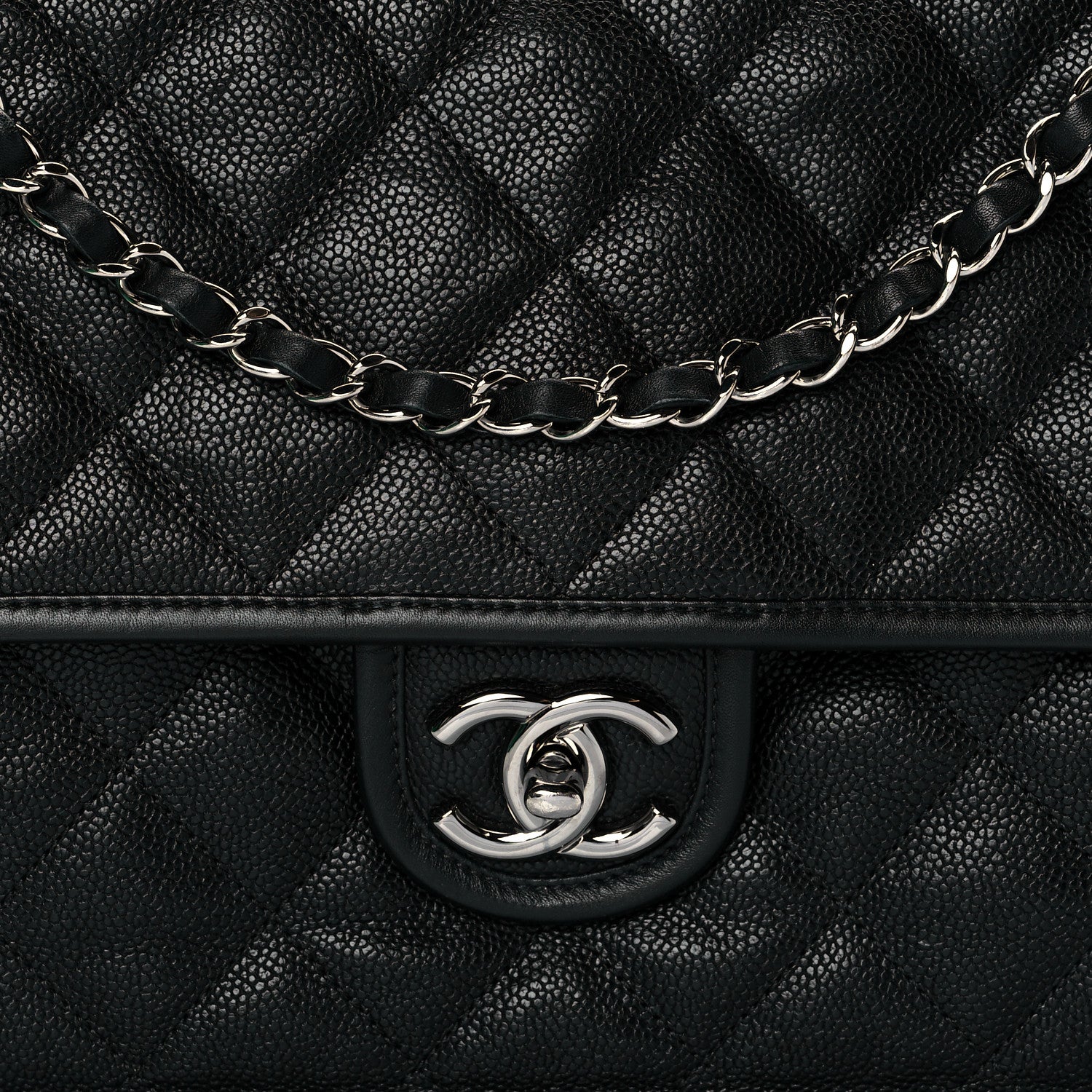 Chanel Caviar Quilted Large French Riviera Flap Black 8 of 10