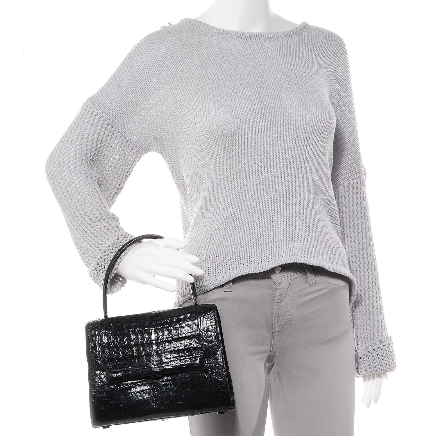 Nancy Gonzalez Shiny Crocodile Top Handle Bag Black 2 of 9