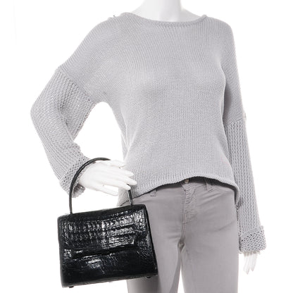 Nancy Gonzalez Shiny Crocodile Top Handle Bag Black 2 of 9