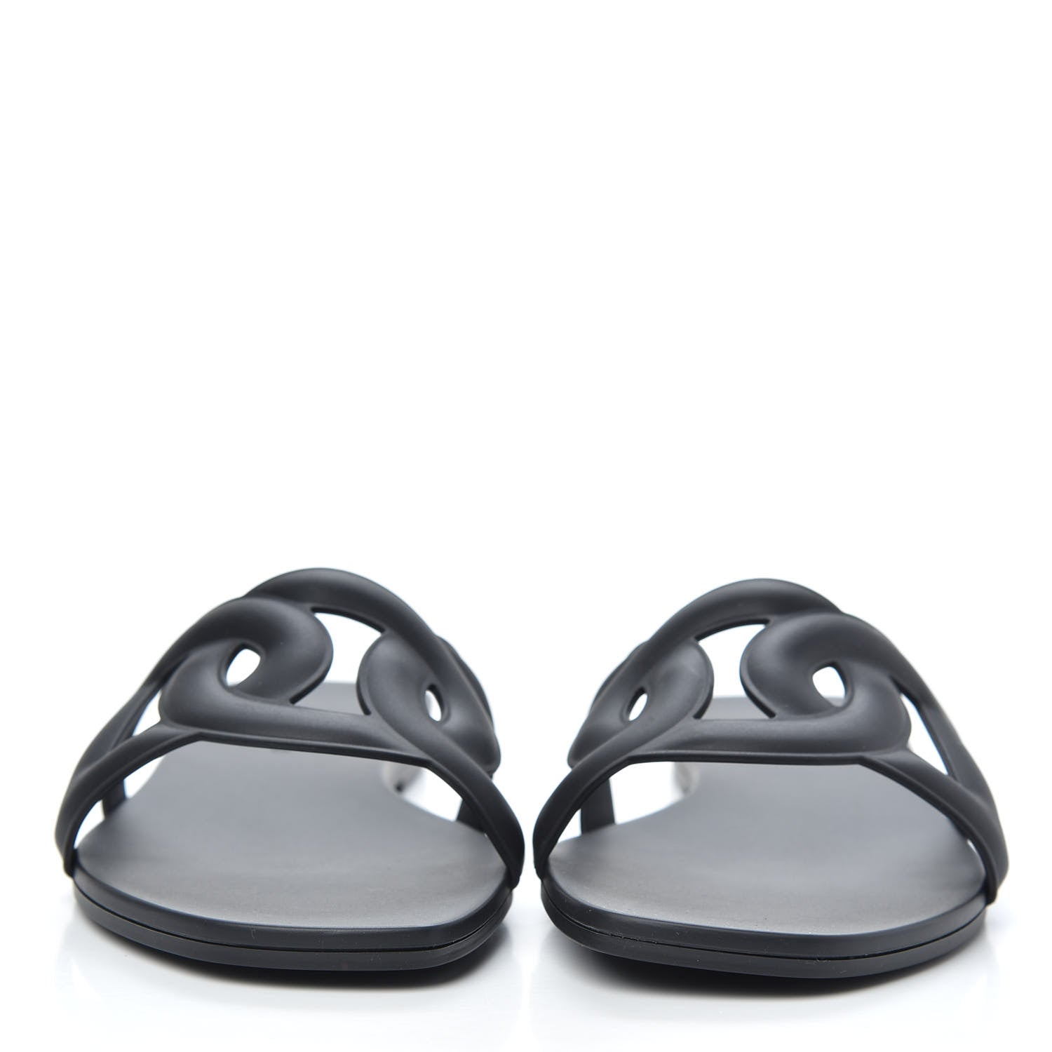 Hermes Rubber Aloha Sandals 39 Black 2 of 7
