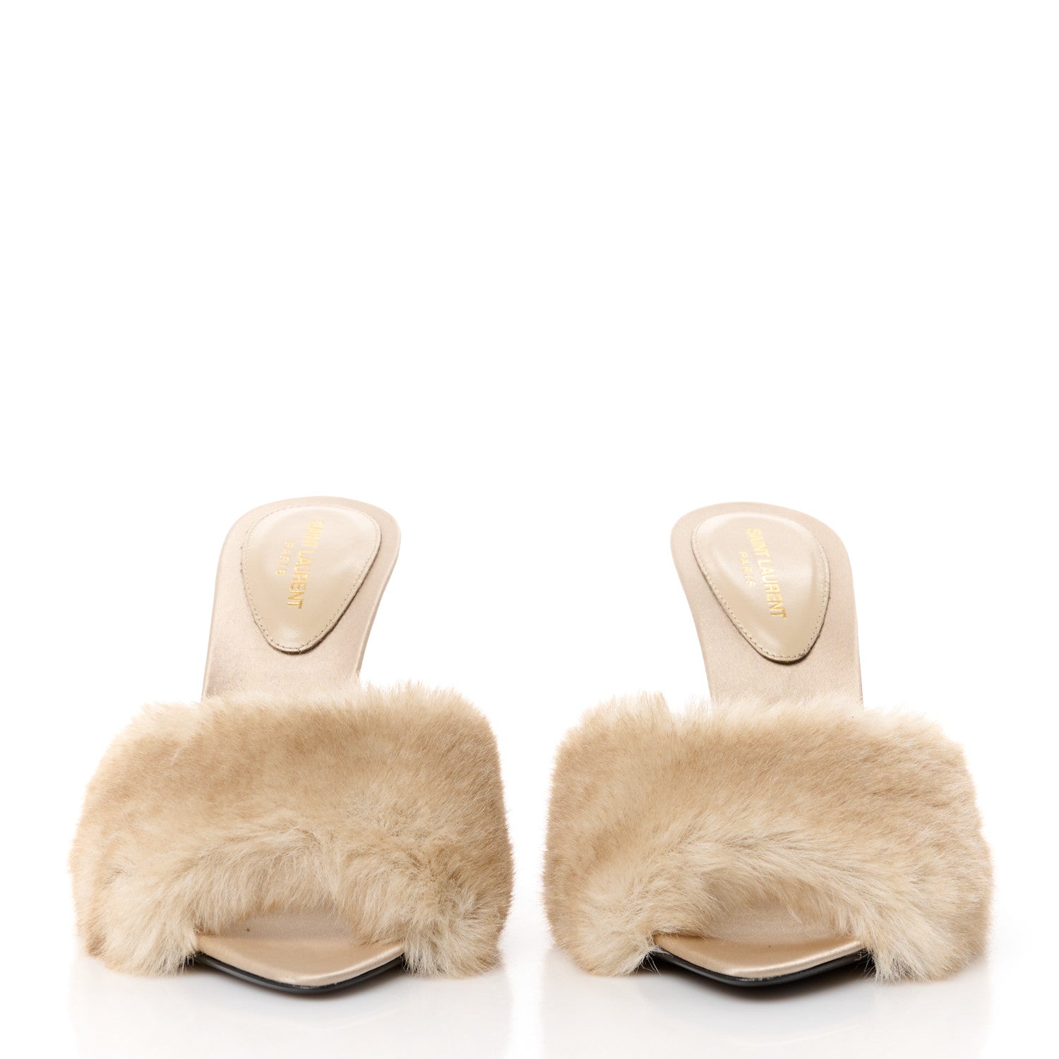 Saint Laurent Faux Fur La 16 Mule Sandals 36.5 Light Beige 2 of 9
