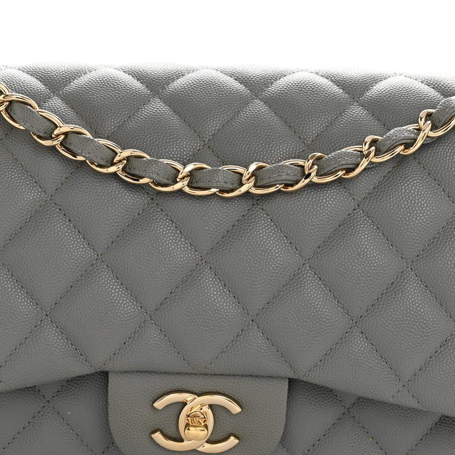 Chanel Caviar Quilted Jumbo Double Flap Grey 8 of 13