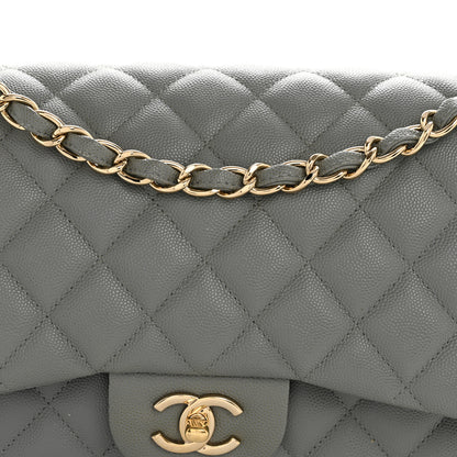 Chanel Caviar Quilted Jumbo Double Flap Grey 8 of 13