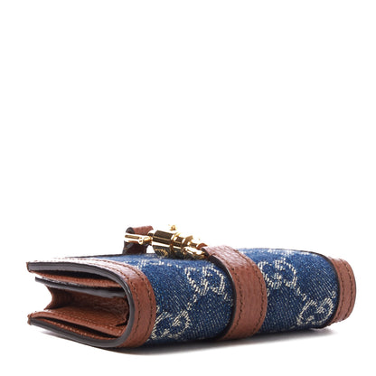 Gucci New Denim GG Monogram Jackie 1961 Card Case Blue Tea Cuir 3 of 8