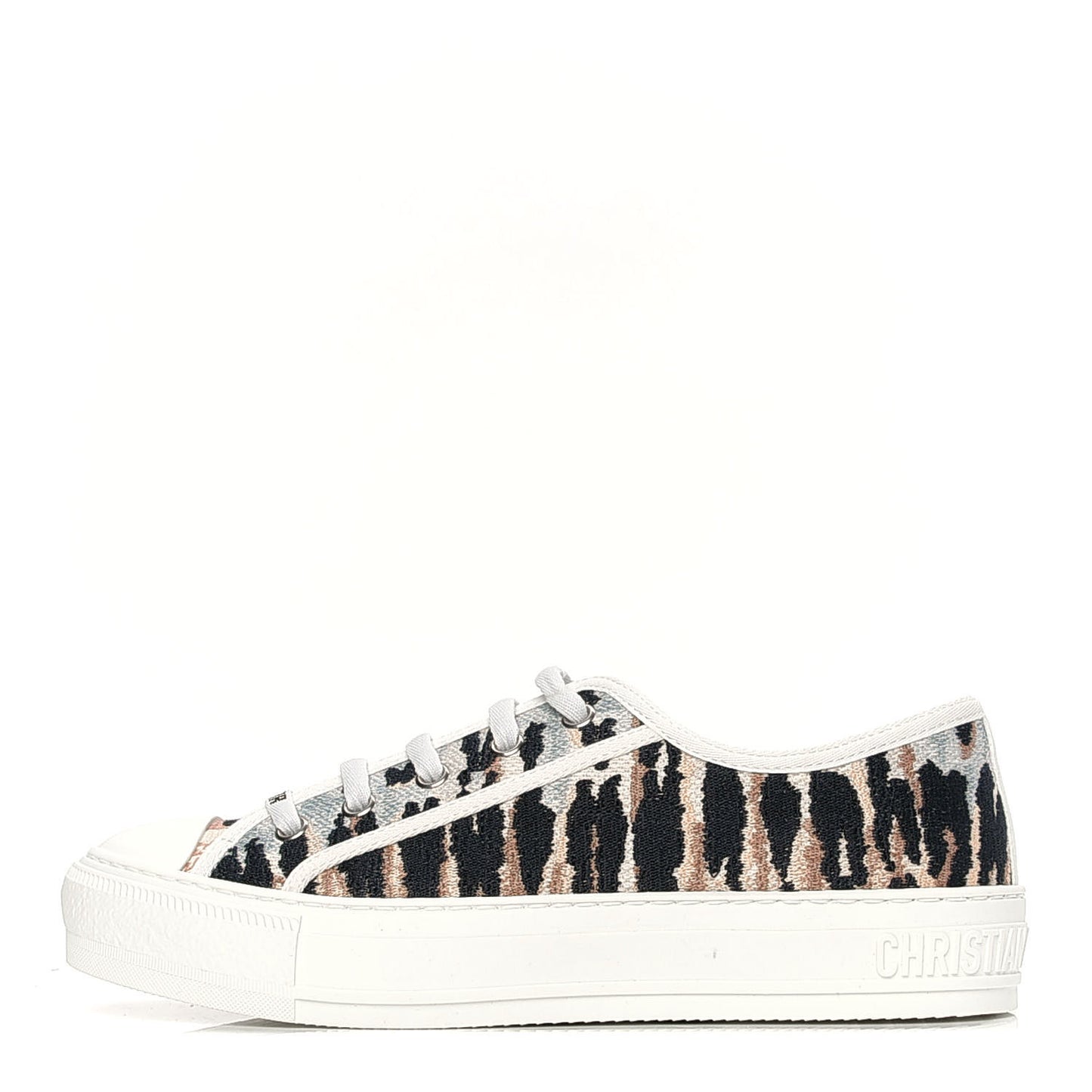 Canvas Tie and Dior Embroidered Womens Walk'N'Dior Low Top Sneakers 37 Multicolor