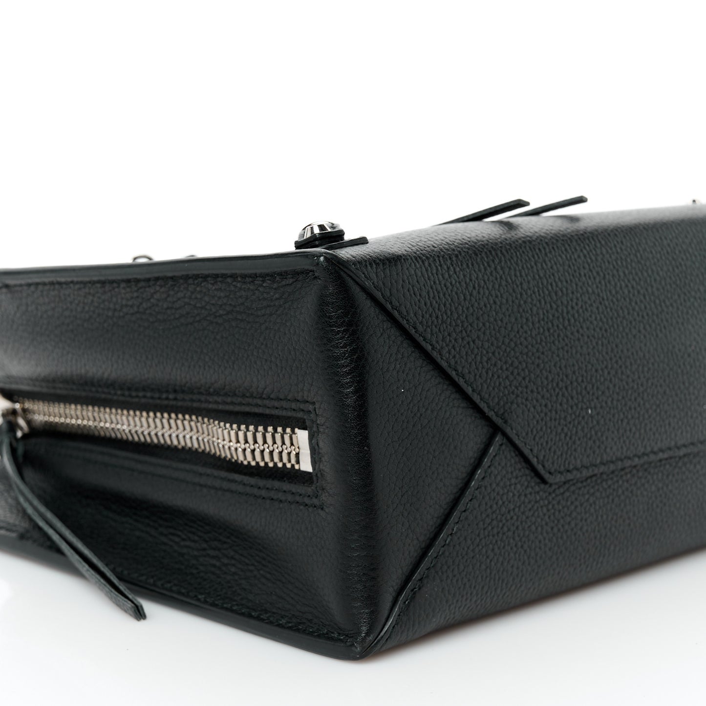 Grained Calfskin Papier Mini A4 Zip Around Tote Black