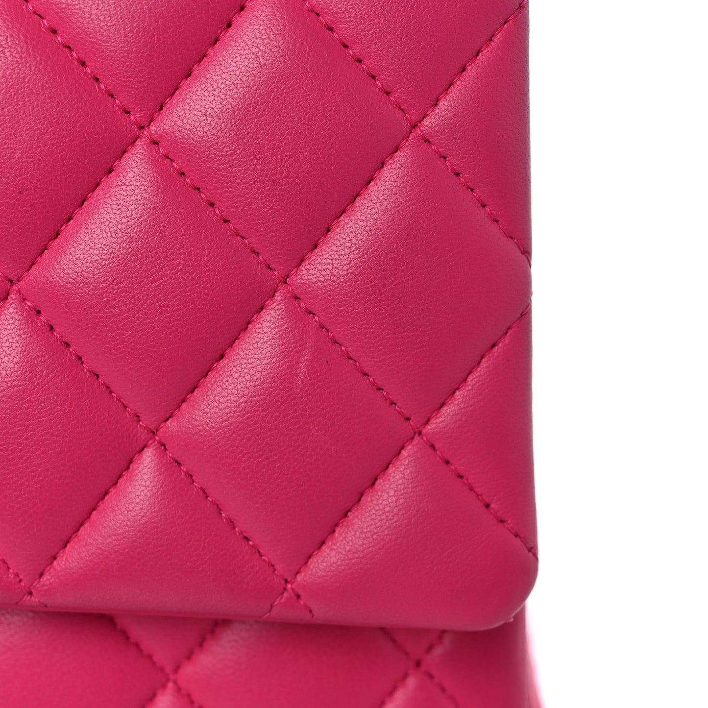 Lambskin Quilted Medium Double Flap Dark Pink