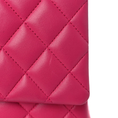 Chanel Lambskin Quilted Medium Double Flap Dark Pink 13 of 15