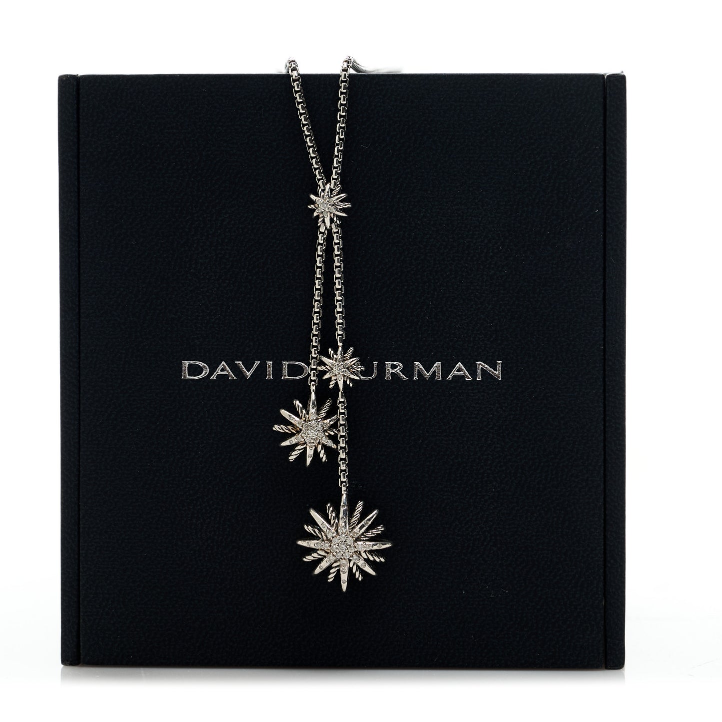 Sterling Silver Diamond Starburst Y Necklace