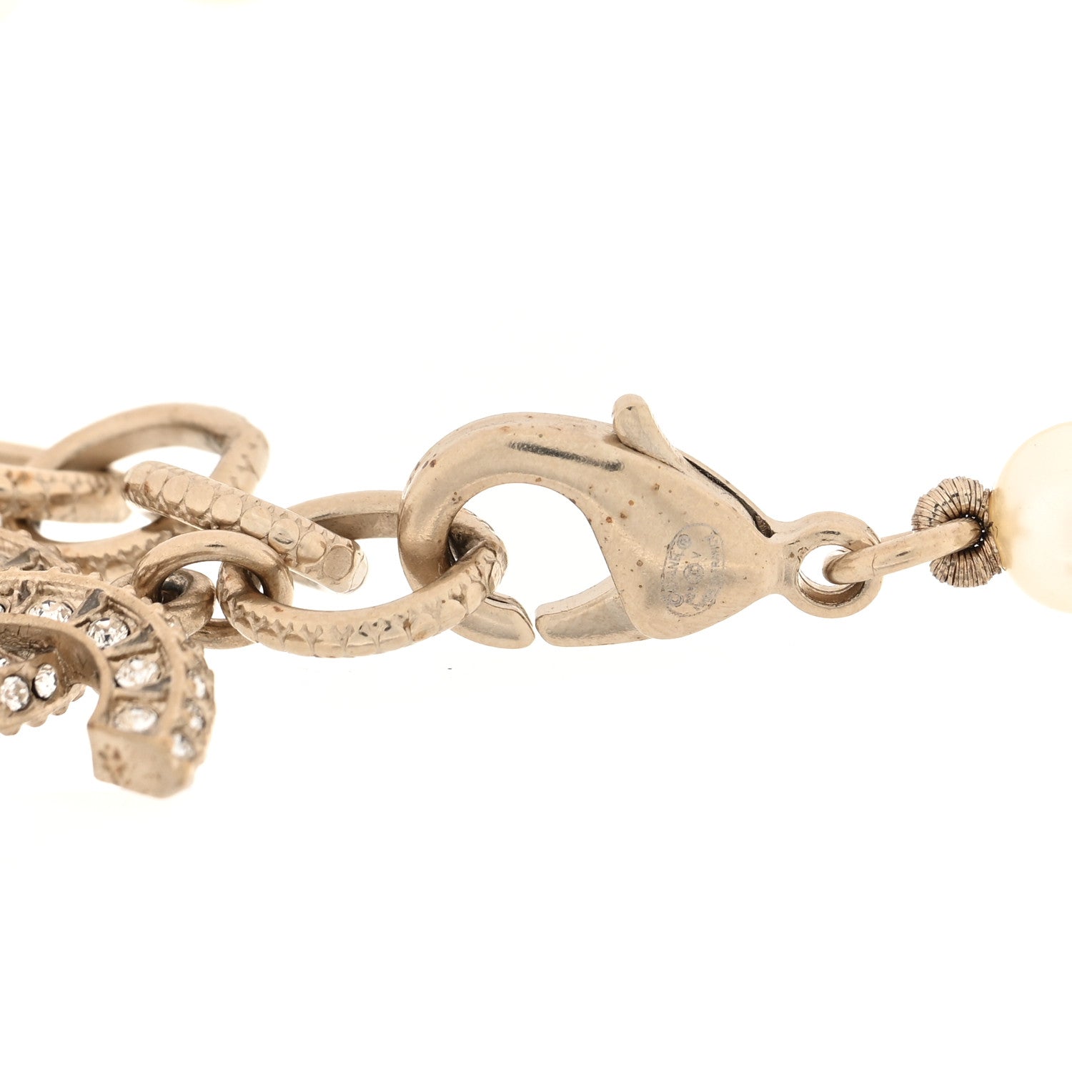 Chanel Crystal Graduated Pearl CC Bracelet Silver 4 of 4