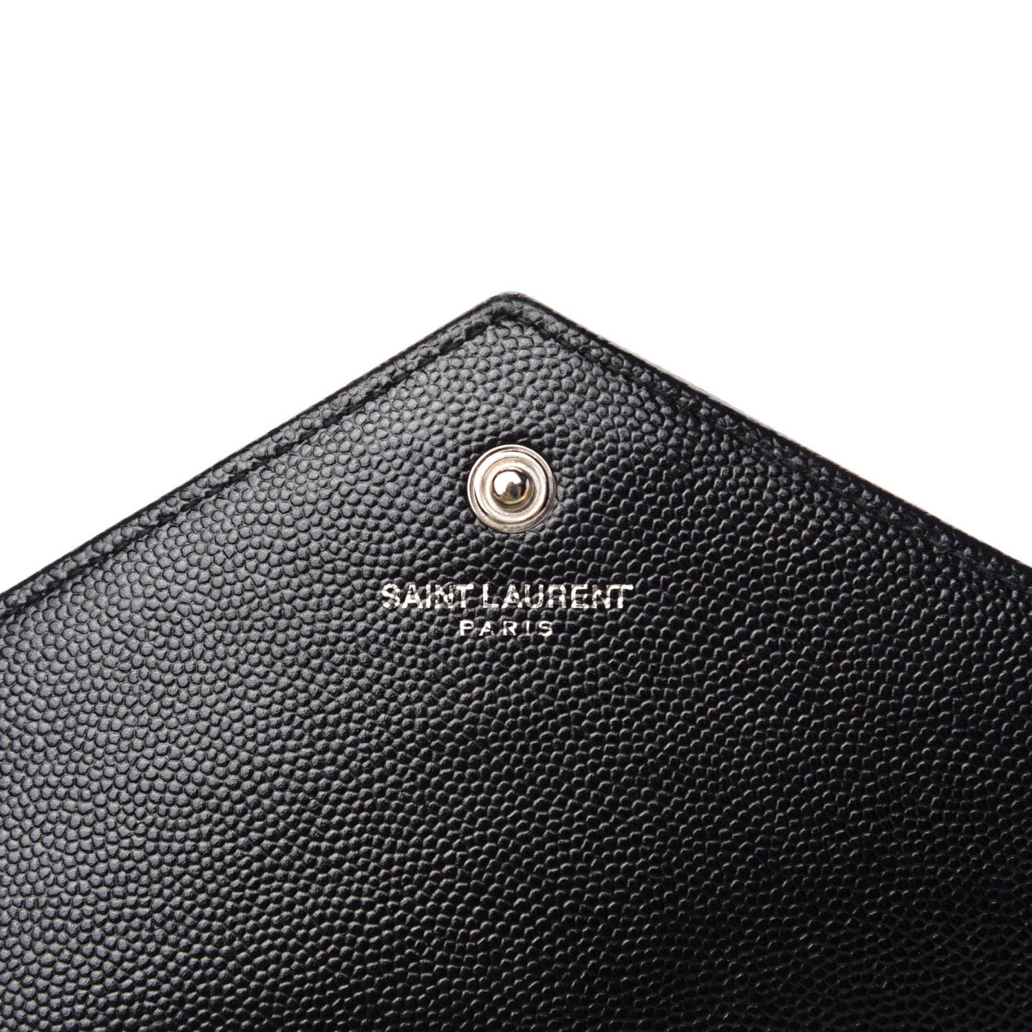 Saint Laurent Grain De Poudre Matelasse Chevron Monogram Chain Wallet Black 8 of 12