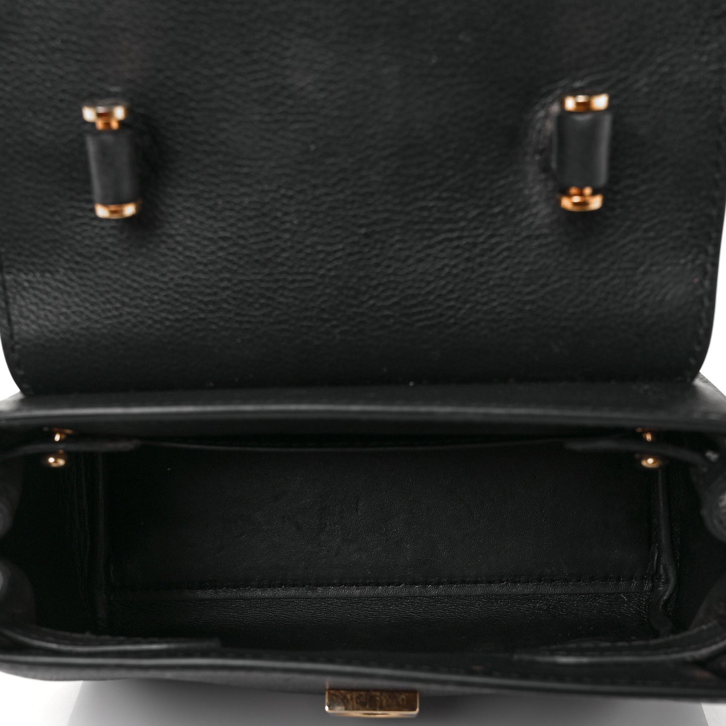 Grained Calfskin Small La Medusa Top Handle Bag Black