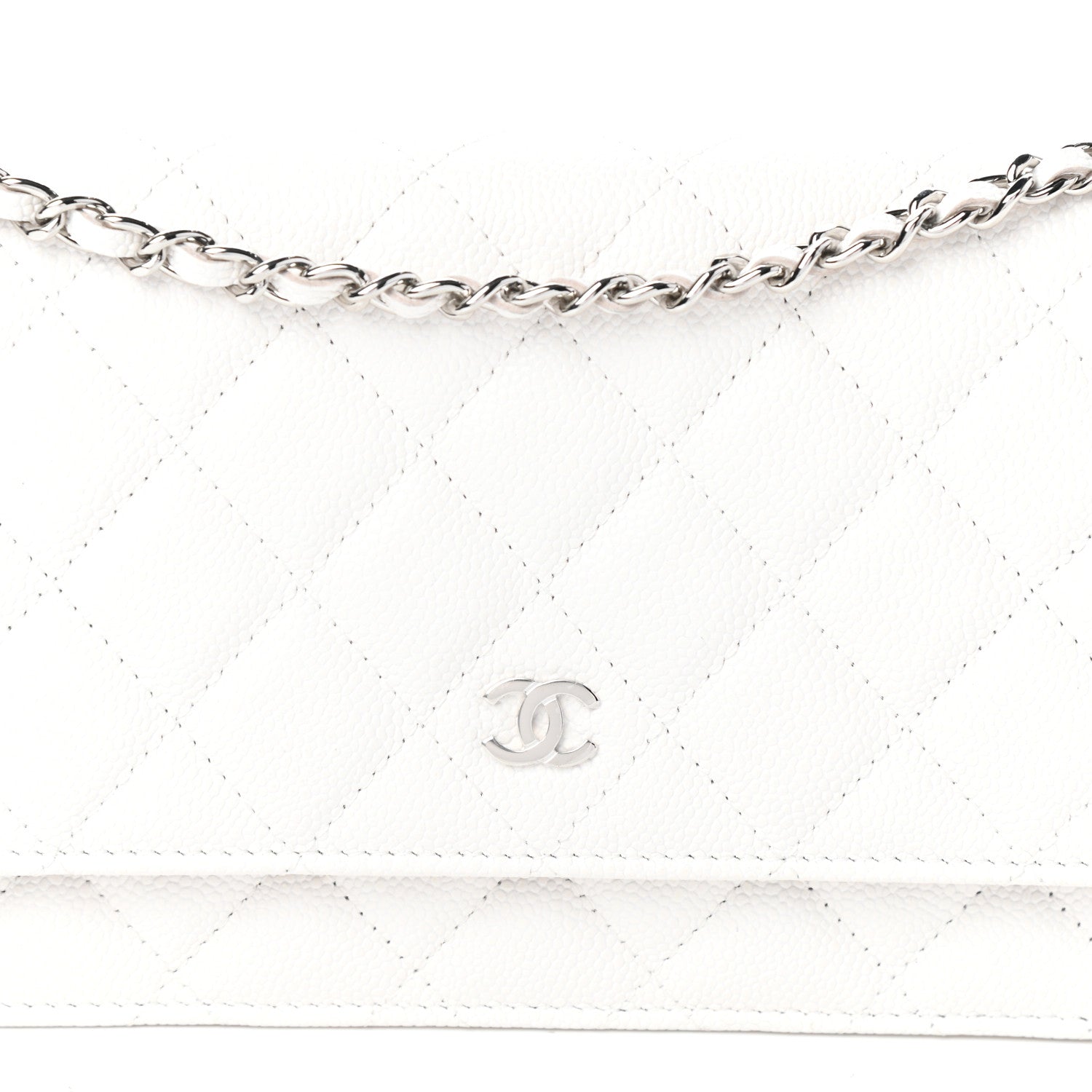 Chanel Caviar Quilted Wallet On Chain WOC White 9 of 11