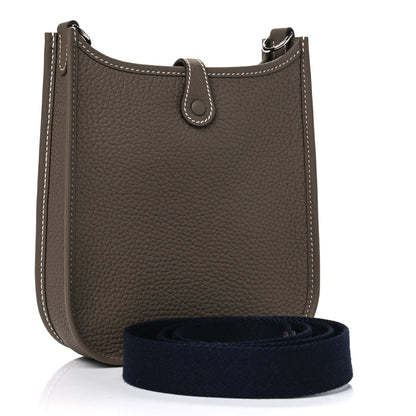 Hermes Taurillon Clemence Amazone Evelyne TPM Etoupe Bleu Indigo 2 of 4
