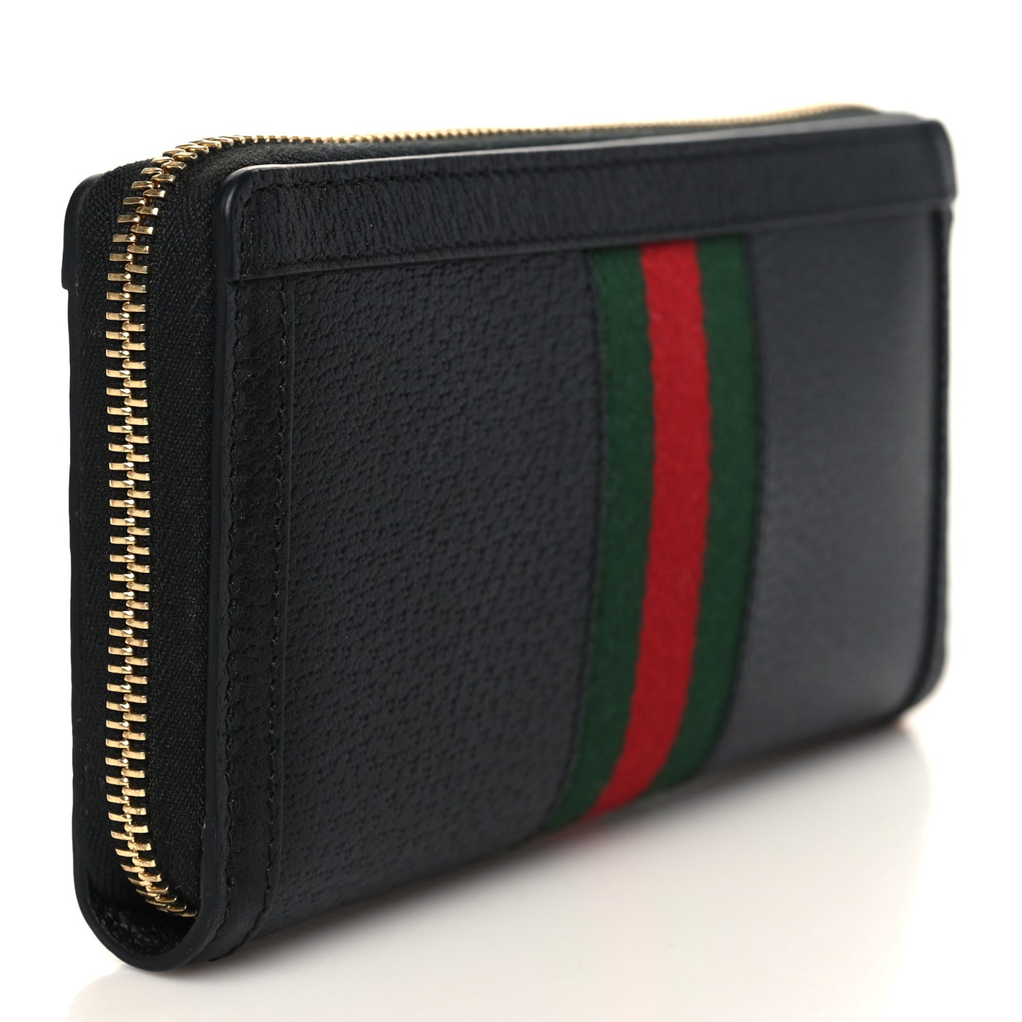 Calfskin Web Ophidia Zip Around Wallet Black