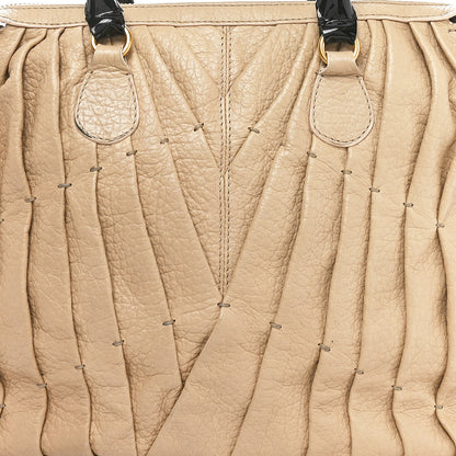 Valentino Garavani Lambskin Pleated Studded Maizeon Tote Beige 8 of 12