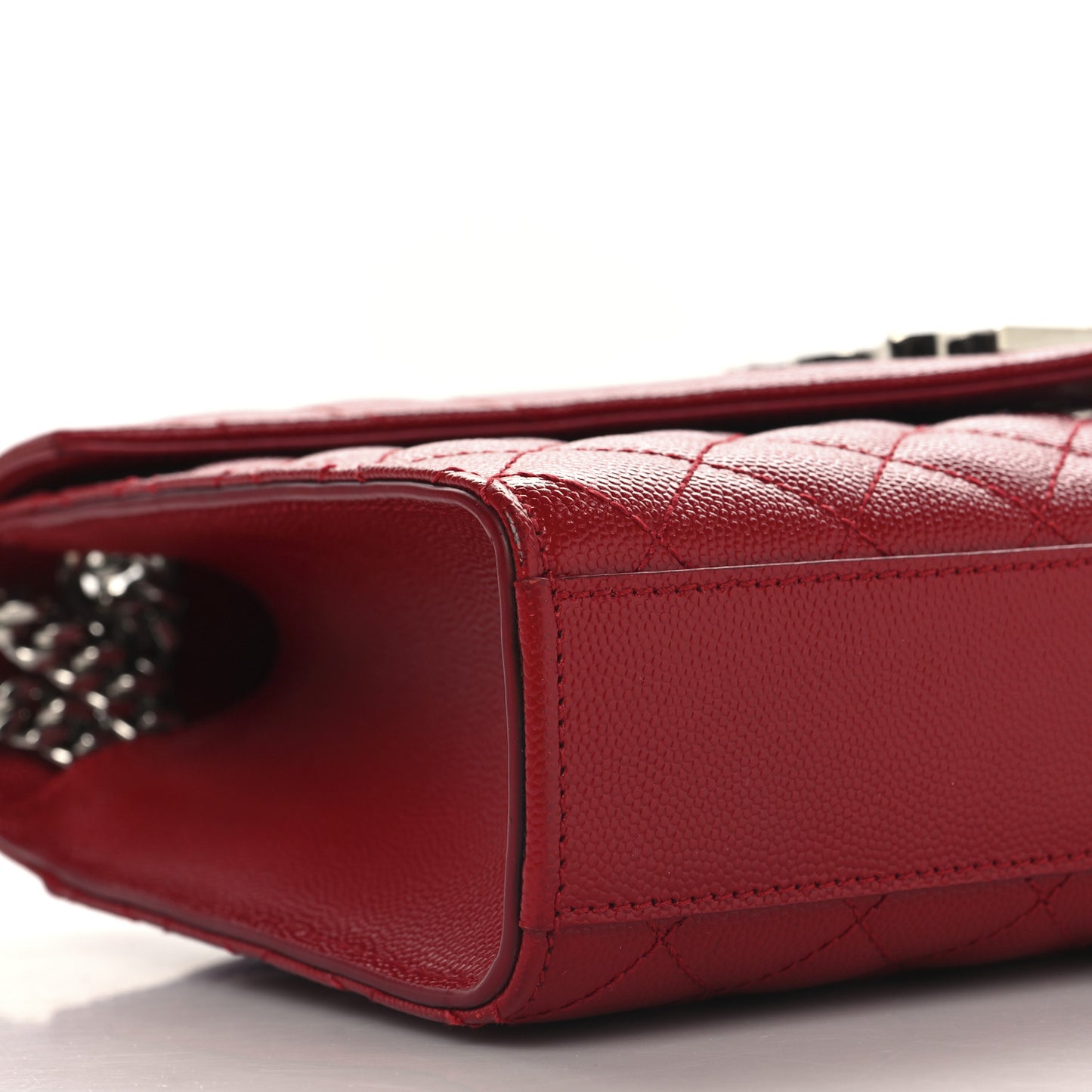 Grain De Poudre Textured Mixed Matelasse Triquilt Medium Monogram Satchel Rouge Eros