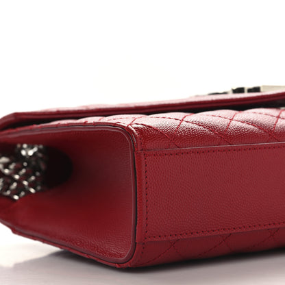 Saint Laurent Grain De Poudre Textured Mixed Matelasse Triquilt Medium Monogram Satchel Rouge Eros 8 of 9
