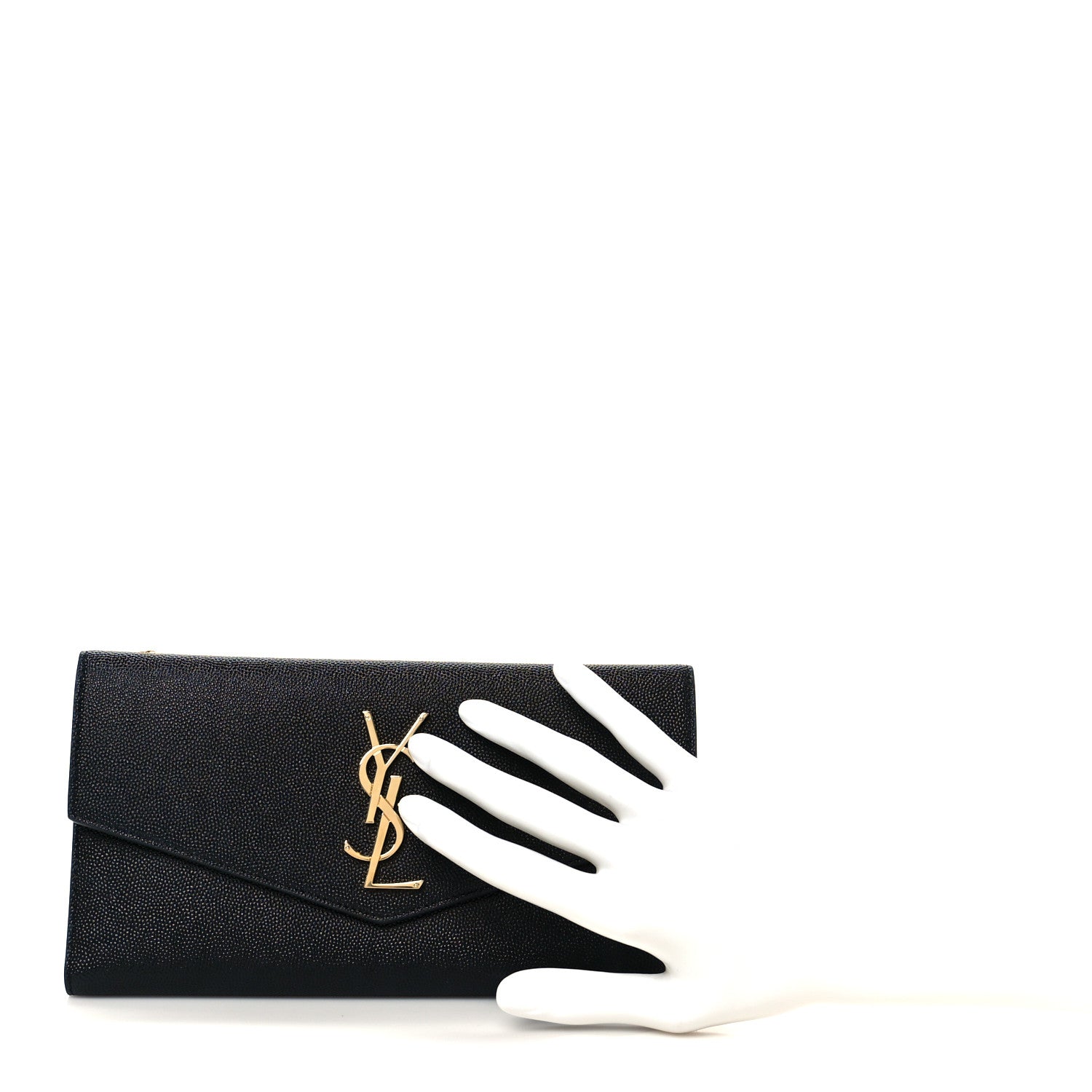 Saint Laurent Grain De Poudre Monogram Uptown Wallet Black 4 of 22