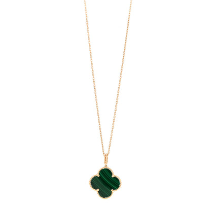 Van Cleef & Arpels 18K Yellow Gold Malachite Magic Alhambra Pendant Necklace 1 of 5