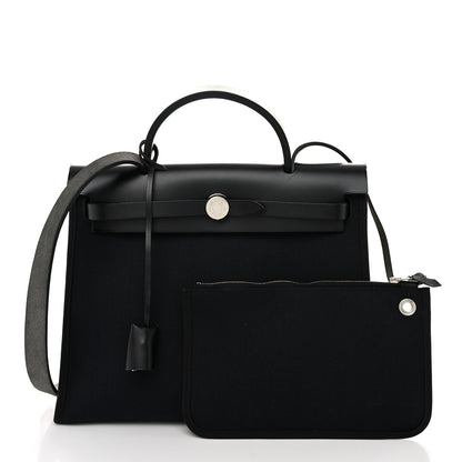 Hermes Military Toile Vache Hunter Herbag Zip PM 31 Black 3 of 11