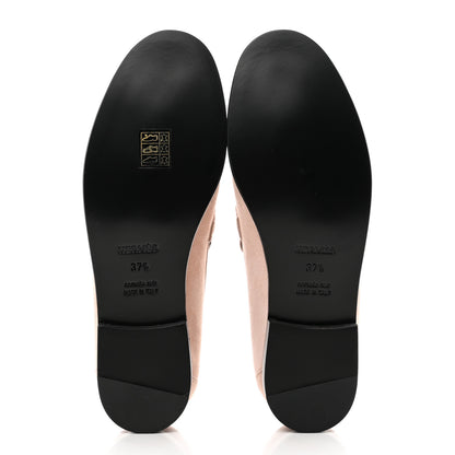 Hermes Suede Goatskin Womens Destin Loafer 37.5 Rose Opaline 5 of 9