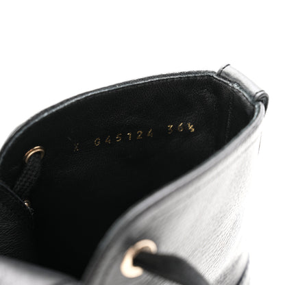 Chanel Grained Calfskin Shiny Calfskin CC Lace Up Combat Boots 36.5 Black 9 of 10