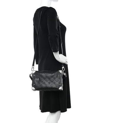 Louis Vuitton Calfskin Debossed Monogram Side Trunk Black 2 of 9