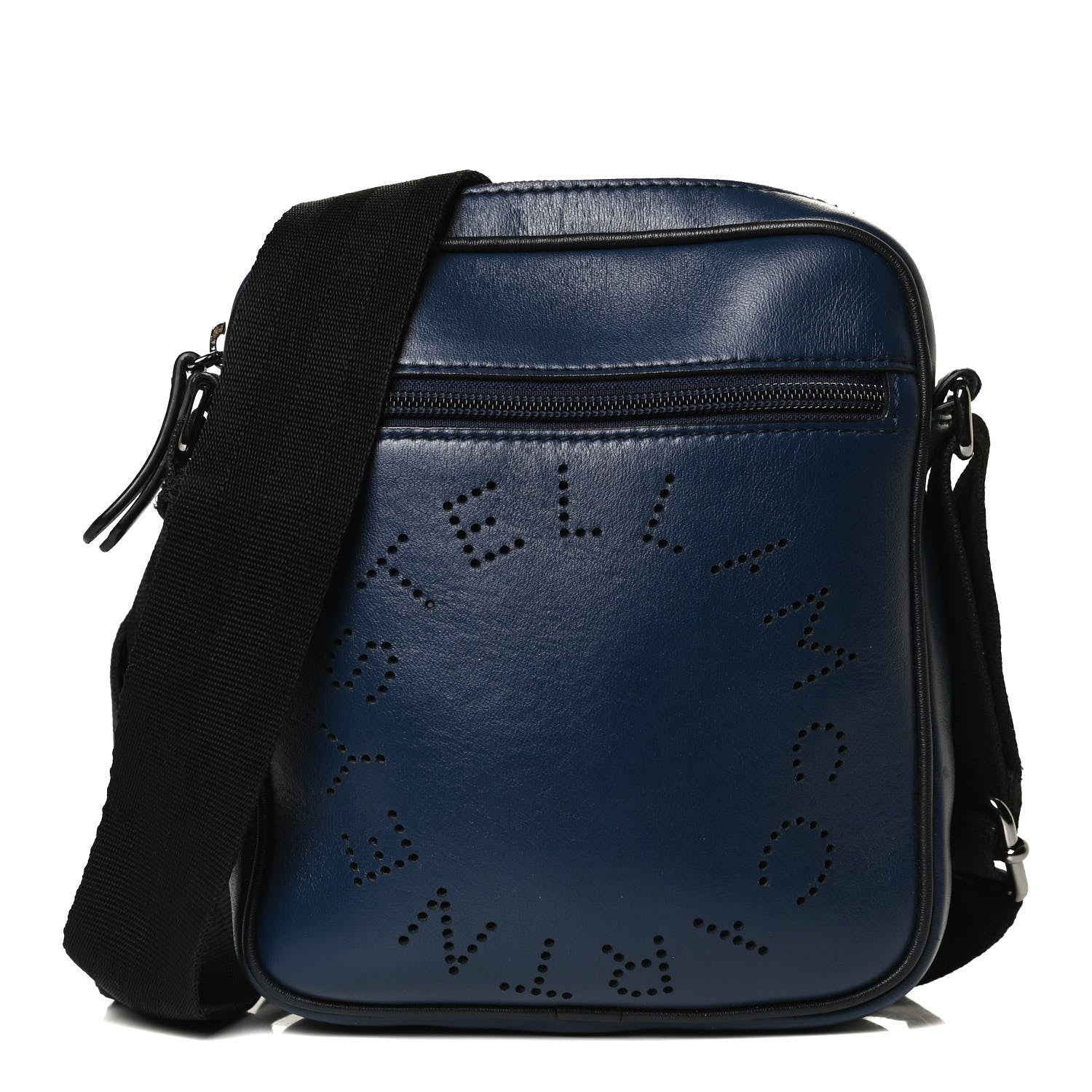 Stella McCartney Eco Alter Nappa Perforated Logo Messenger Bag Navy Blue 1 of 9