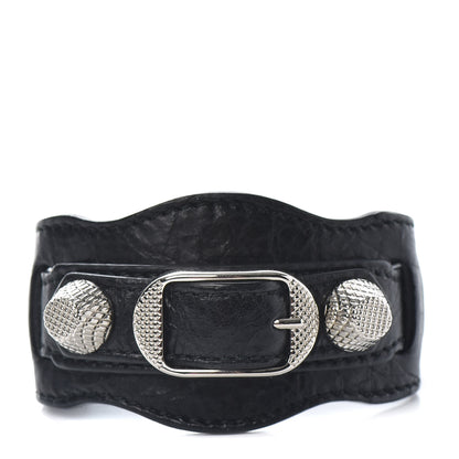 Balenciaga Agneau Arena Giant 12 Silver Bracelet M Black 1 of 6