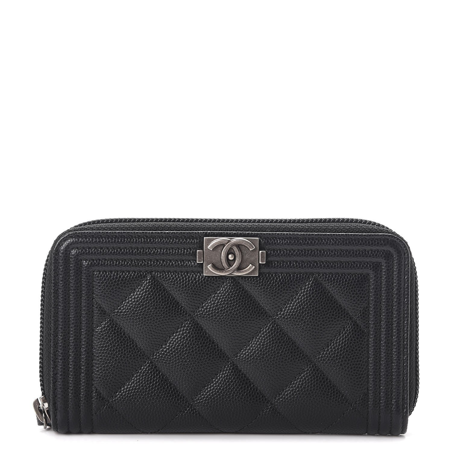 Chanel Caviar Quilted Small Boy Zip Around Wallet Black 1 of 9