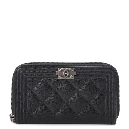 Chanel Caviar Quilted Small Boy Zip Around Wallet Black 1 of 9