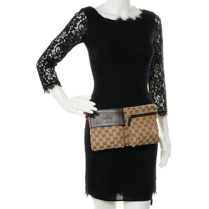 Gucci GG Monogram Web Double Pocket Belt Bag Dark Brown 2 of 8