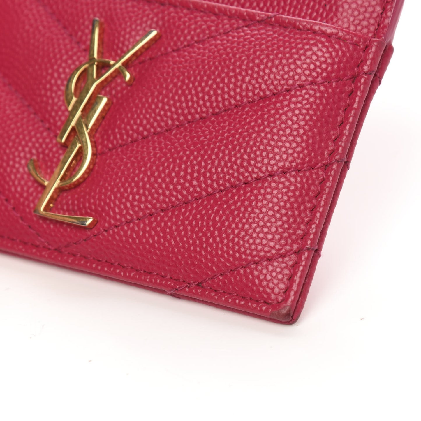 Grain De Poudre Matelasse Chevron Monogram Credit Card Case Fresh Fuxia