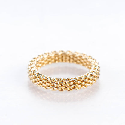 Tiffany 18K Yellow Gold Narrow Somerset Mesh Ring 6 4 of 5