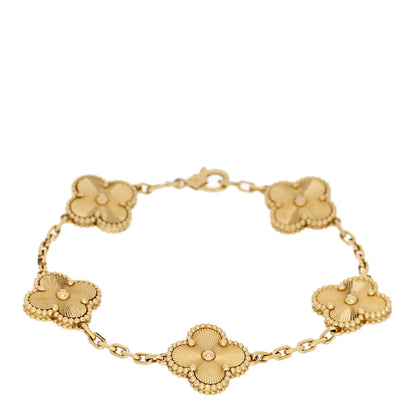 Van Cleef & Arpels 18K Yellow Gold 5 Motifs Guilloche Vintage Alhambra Bracelet 1 of 5