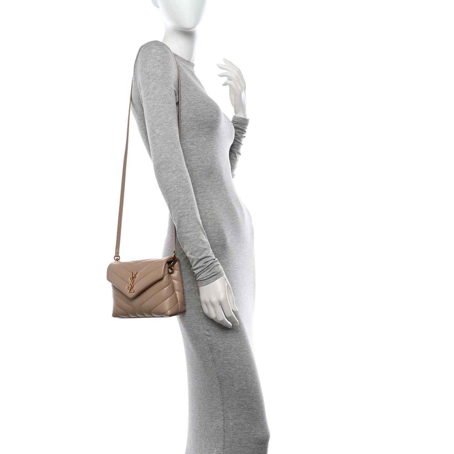 Calfskin Y Quilted Monogram Toy Loulou Crossbody Bag Dark Beige