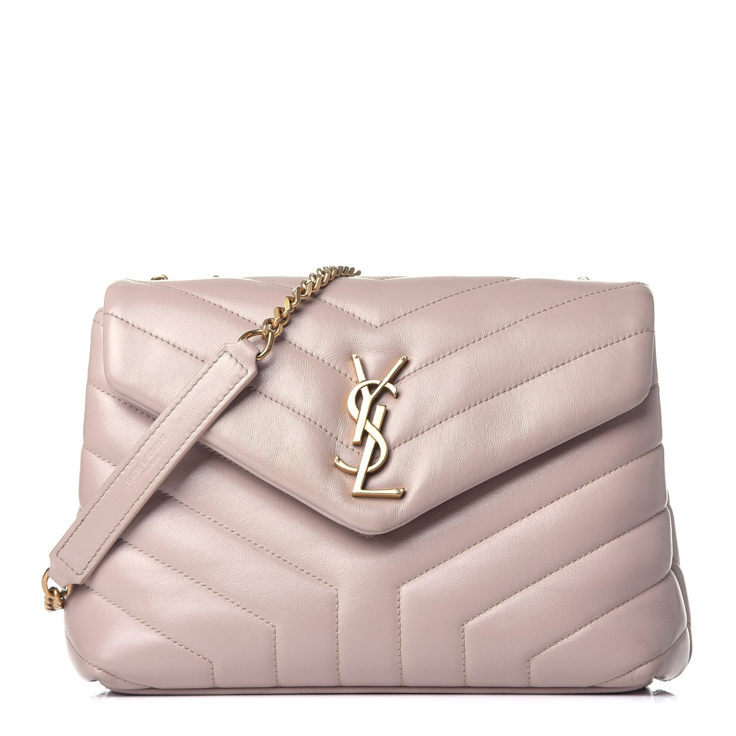 Saint Laurent Calfskin Y Quilted Monogram Small Loulou Chain Satchel Dark Beige 1 of 17