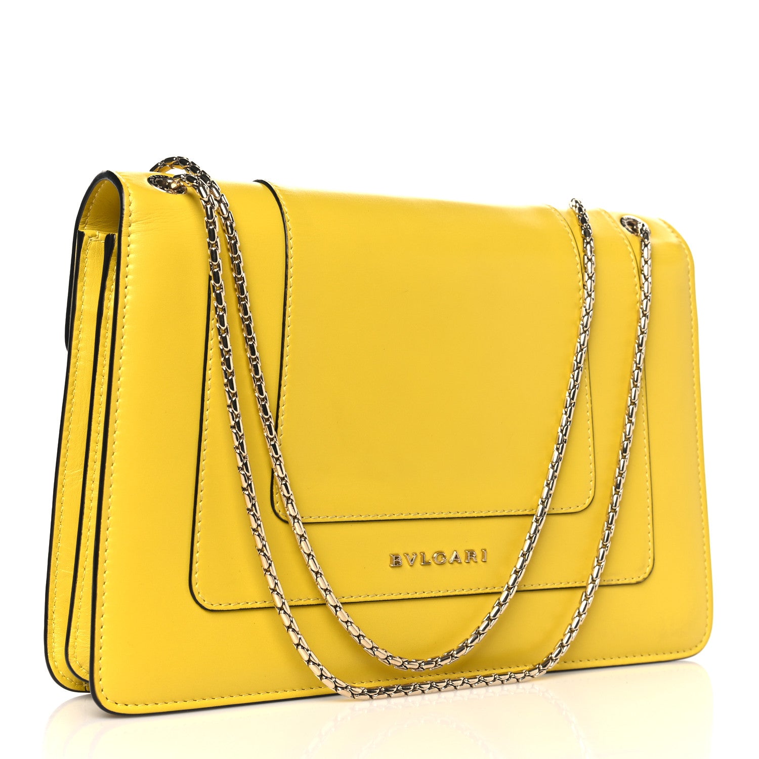 Bulgari Calfskin Serpenti Forever Shoulder Bag Yellow 3 of 9