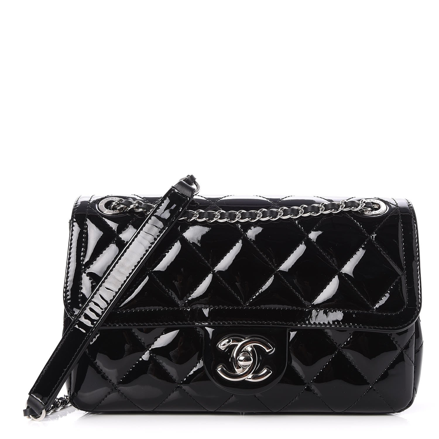 Chanel Patent Quilted Small Coco Shine Flap Black 1 of 8
