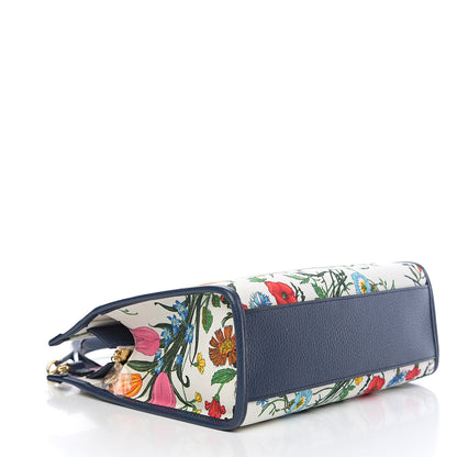 Gucci Canvas Medium Flora Tote White Multicolor Blue Agata 3 of 9