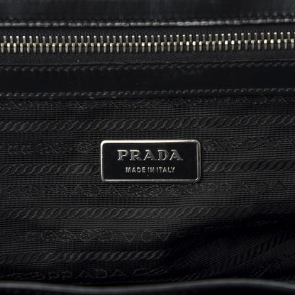 Prada Tessuto Nylon Calfskin Frame Satchel Black 7 of 15