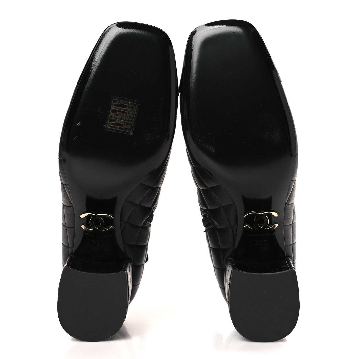 Chanel Lambskin Quilted Patent Cap Toe CC Booties 38 Black 5 of 7
