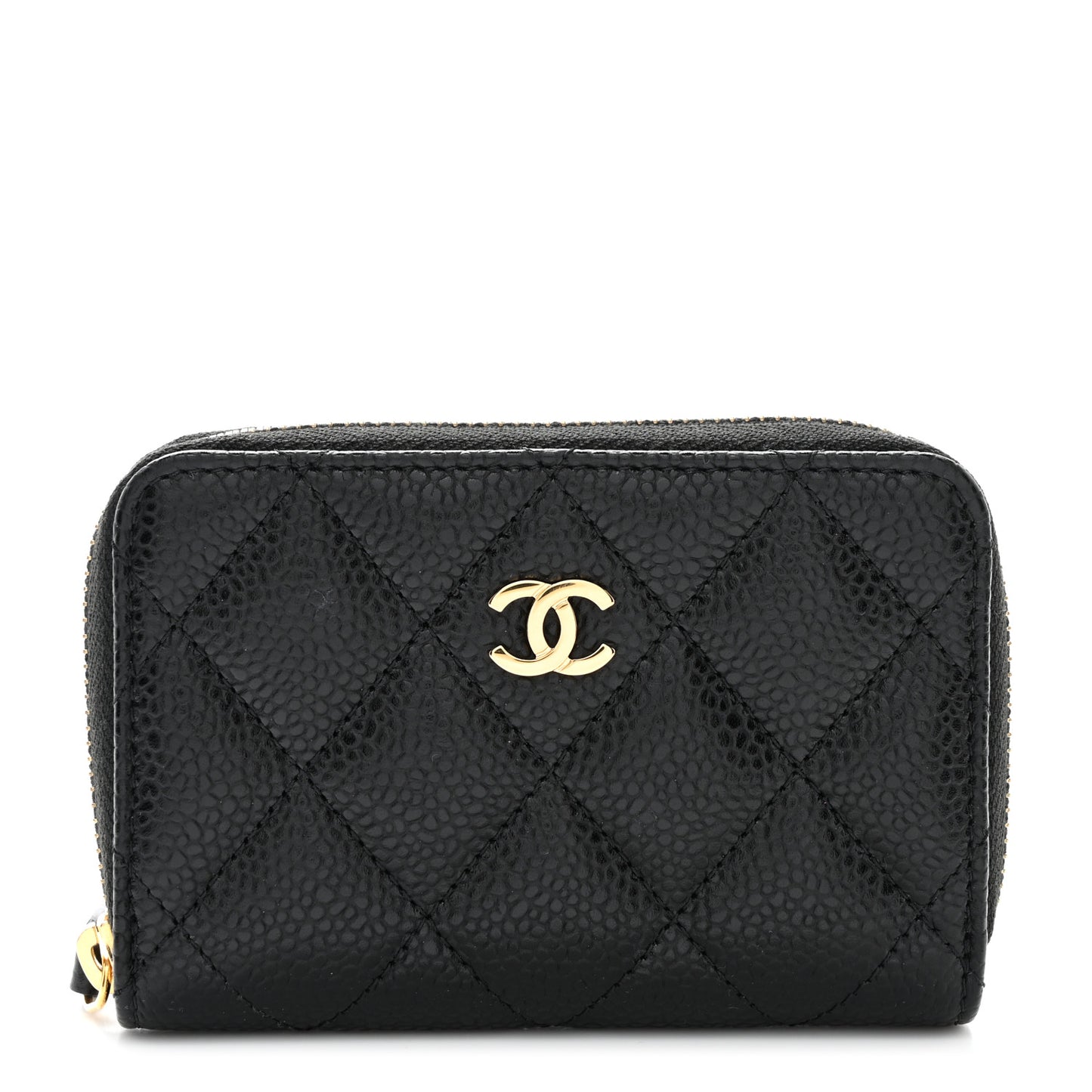 Caviar Quilted Zip Coin Purse Black